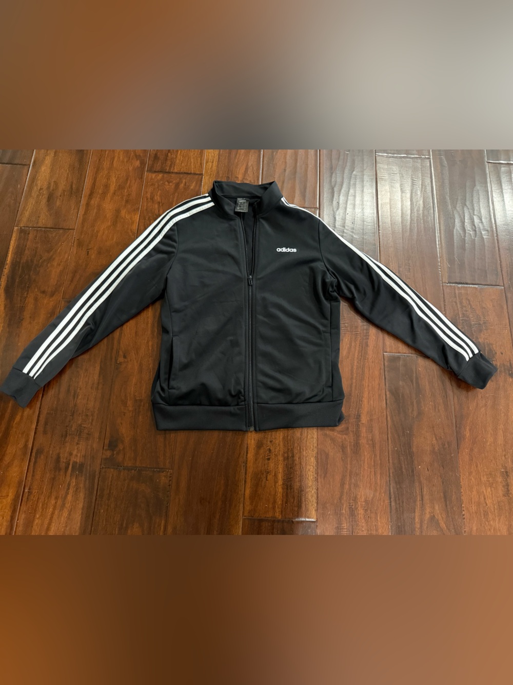 Adidas Black Track Jacket with White Three Stripes